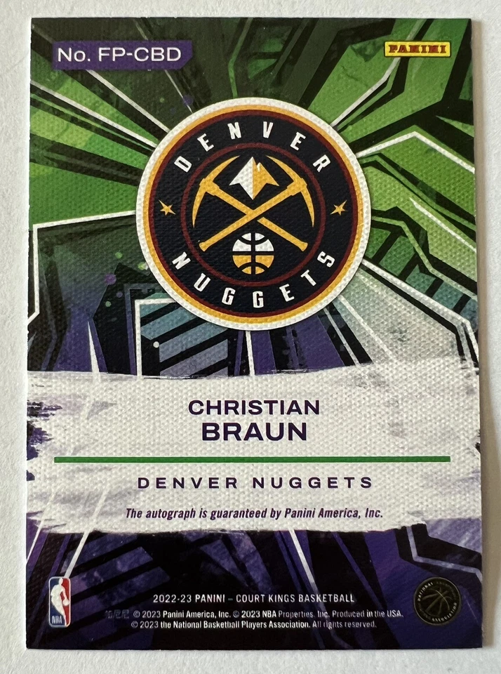 2022-23 Panini Court Kings Christian Braun Fresh Paint Auto RC - Image 2 of 2