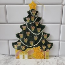 Vintage Artmark Christmas Tree Plastic Stained Glass Look Suncatcher