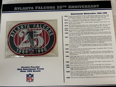 NFL 25th Anniversary Atlanta Falcons PATCH CARD Willabee & Ward