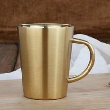 1 X 304 Stainless Steel Copper Plated Mug Cup Double Wall Coffee Beer Tea 350ML