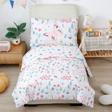 PERFEMET Girls Floral Comforter Set 4 Pieces Flower Bedding Set for Twin Bed ...