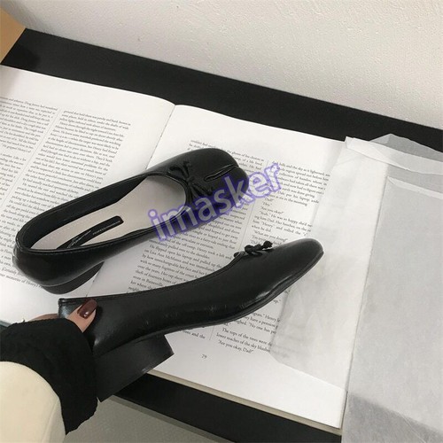 Para mujeres Cuero Sintético Nuevo Puntera Tacón Medio Ballet Corte Pajarita Zapatos Talla - Imagen 8 de 29
