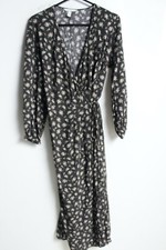 H&M Womens Floral Midi Wrap Dress - Black - Size M Medium (e56)