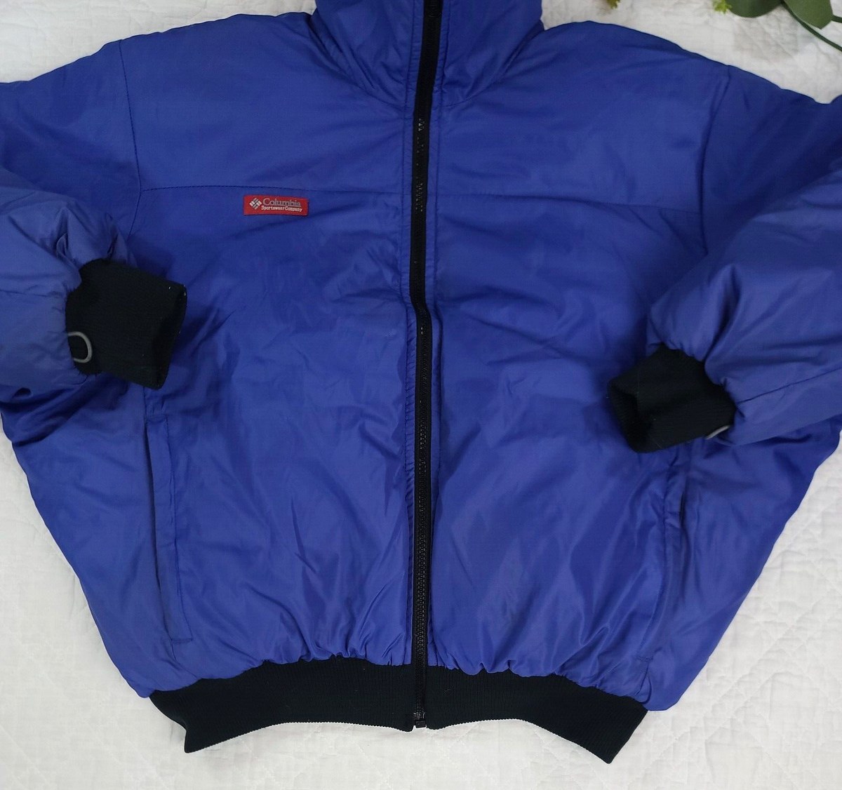 ジャケット・アウター Columbia Reversible Puffer Down Jacket VTG Columbia Mens Purple and Red Puffer Down Reversible Coat Size