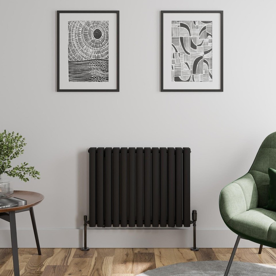 Black Designer Radiator Vertical Horizontal Flat Panel Oval Single ...