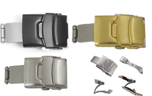 Fermeture pliante pour bracelets 18 20 22 24 mm acier inoxydable pour bracelet de montre en cuir - Photo 1/8