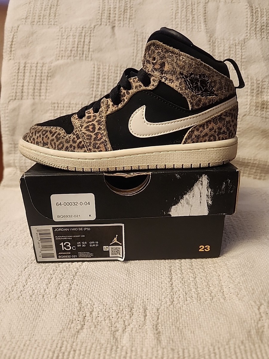 NIKE AIR JORDAN MID SE SHOES SIZE 13C LEOPARD CHEETAH PRINT