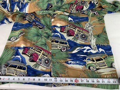 Pacific Blue USA Men's Size Large Hawaiian Button Front Shirt Cars Beach