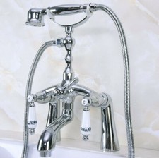 Polished Chrome Deck Mount Clawfoot Tub Faucet With Hand Shower Sprayer Zna102