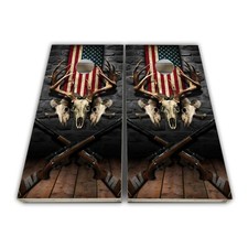 Deer Skull Deer Hunting Cornhole Wrap Laminated 3M Vinyl Wrap Set -UV Protected