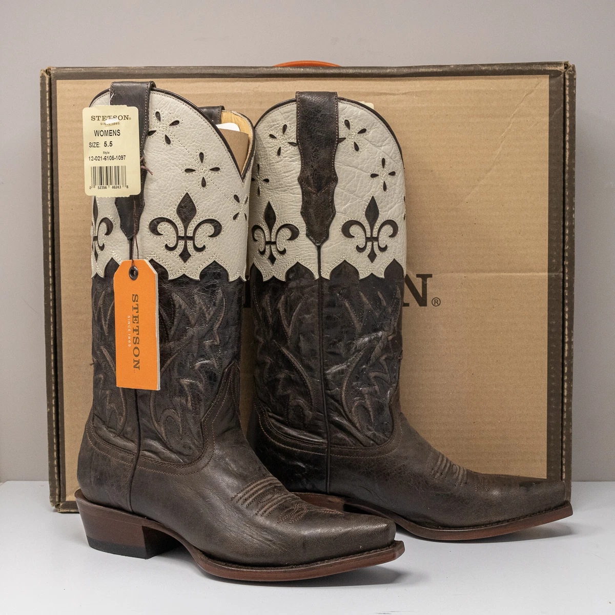 Stetson Harper Brown Snip Toe Cowboy Boots Women s 5.5 M