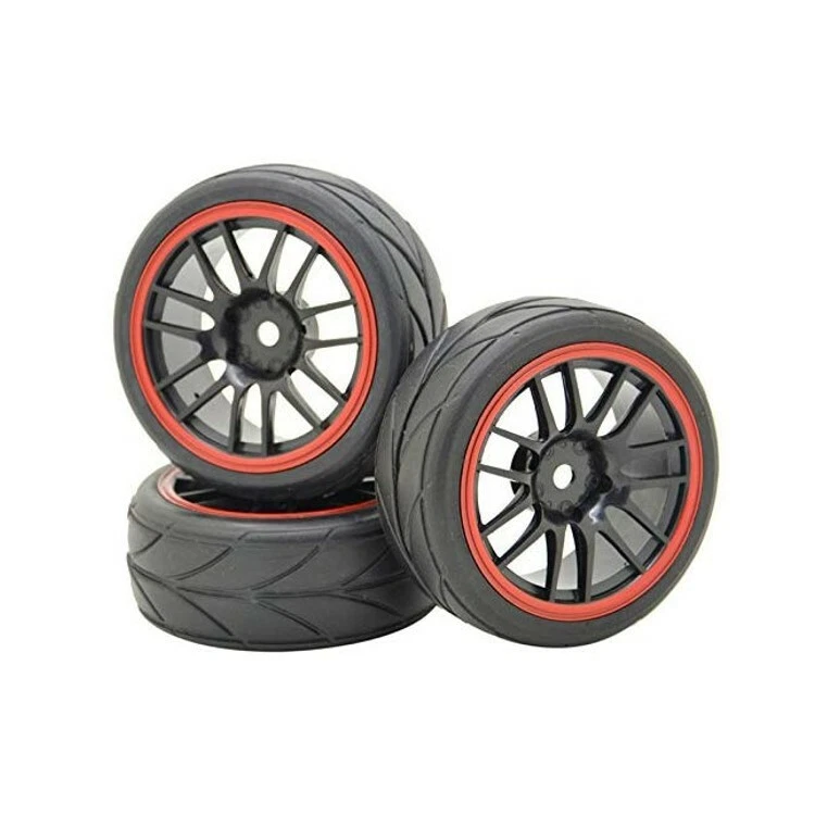 4Pc 12mm Hex Rubber Tires&Wheel Rim For HPI HSP On-Road RC Buggy Car Flat Racing - Image 2 of 4