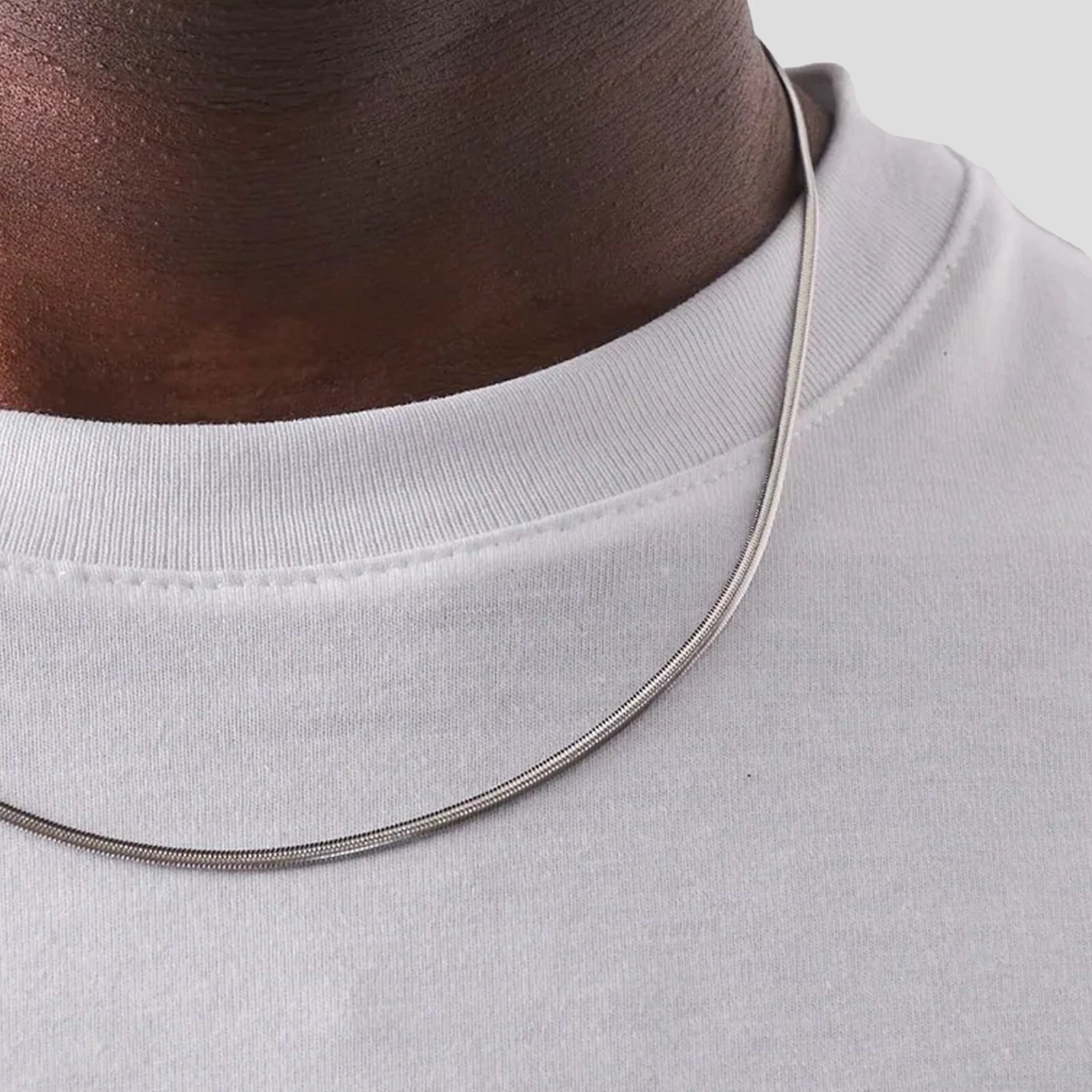 2mm Silver Snake Chain 18K Stainless Steel Minimalist Snake Link Chain Necklace