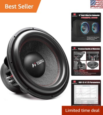 High-Performance 12'' BSF-12-4 Subwoofer   1600W, Dual Voice Coil, Car Audio