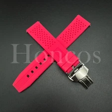 20 22 MM Pink Soft Silicone Watch Band Strap Quick Release Clasp Fits for Tudor