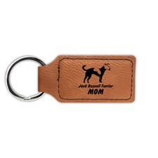Jack Russel Terrier Mom Keychain Leatherette - Laser Engraved - jrt parson v2