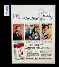 1955 L&M Cigarettes Woman Diana Lynn Miracle Tip Tobacco Vintage Print Ad 34748