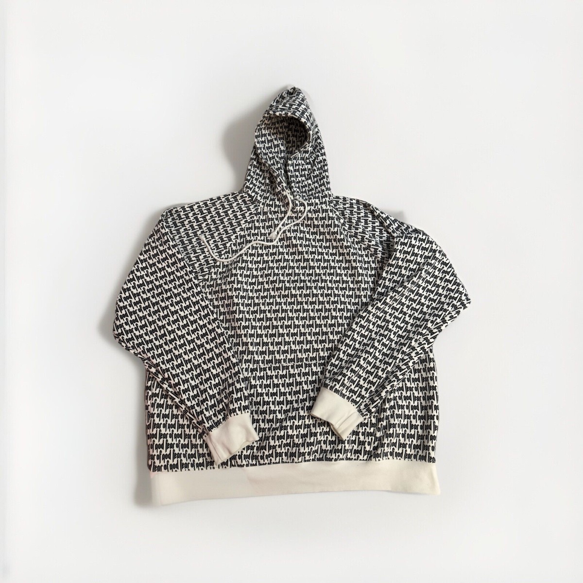 FOG Fear Of God All Over Print AOP LOGO Hoodie Sz XL RARE MONOGRAM