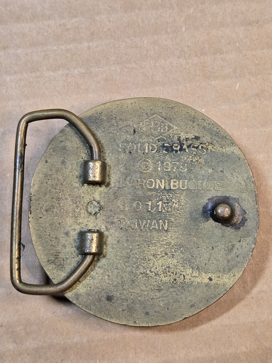 Vintage 1978 Baron Buckle Solid Brass Kitchen Timer Belt Buckle
