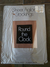 NIP Vtg Round the Clock Sheer Agilon Stockings Cocoa Creme Size 10-11 Trim-2