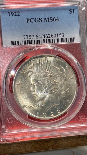 1922 PEACE  SILVER DOLLAR  PCGS MS64 FROSTY BEAUTY 46260153 COIN #