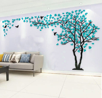 Wandtattoo Baum 3D DIY Wall Stickers Wandaufkleber Wandtatto XL 400x200cm blau