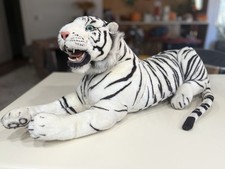 Large White Tiger Plush Stuffed Animal 38  Realistic Stripes Soft Toy Big Cat