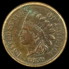 1859 Indian Head Cent - Antique United States of America 1c Penny Coin
