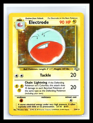 💥 ELECTRODE Holo Rare # 2/64 | FOSSIL SET | Pokemon 1999 TCG Vintage Card |