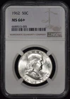 1962 Franklin Half Dollar 50c NGC MS66+ Nice White Coin!