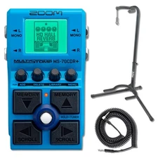 Zoom MS-70CDR+ MultiStomp Chorus/Delay/Reverb Pedal with XCG-4 Stand and Cable