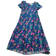 Vintage 90s Blue Floral Dress Womens 4 Smocked Cottagecore Festival Boho Fairy