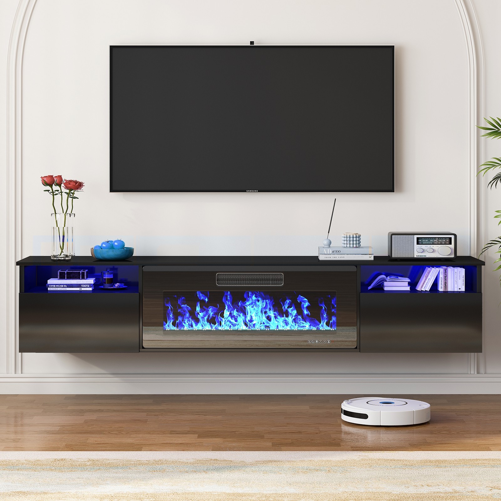 With 36" Electric Fireplace,tvs Up To 90"