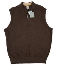NEW Daniel Cremieux 1/4 Quarter Zip Supima Cotton Sweater Vest Men’s L Brown