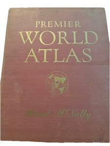 Rand McNally PREMIER WORLD ATLAS 1952 Oversized Book Vintage
