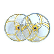 20 BMX Mag Wheels Set Pair 6 Spoke Yellow Bicycle Rim Wheelset Fast Ship