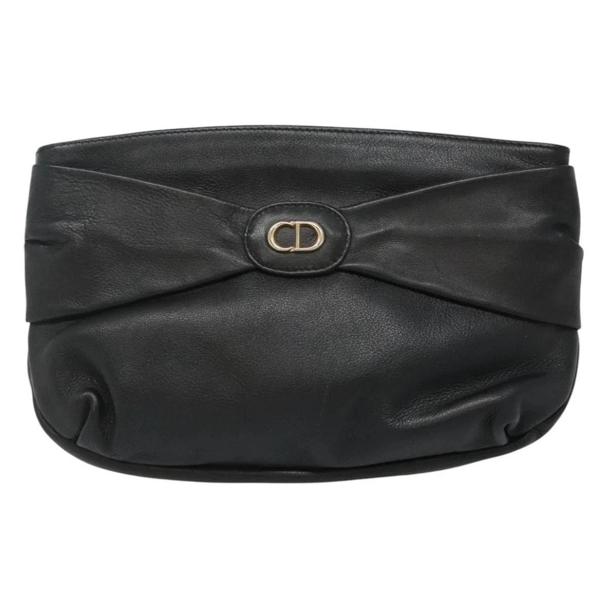 Sac pochette cuir noir Dior Cd authentique