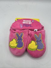 Easter Peeps Girl's Pink Multicolor Slipper With Sleep Mask Size 13/1 Medium New