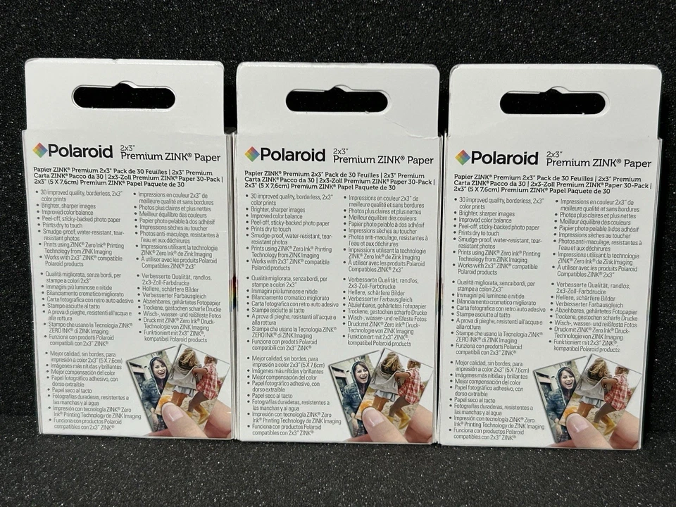 Lot of 3 Polaroid ZINK Photo Paper 2x3 Inch 30 Sheets x 3 NEW Sealed - Image 2 of 4