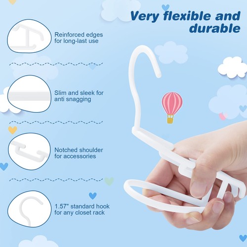 Baby Hangers, 60 Pack Baby Clothes Hangers for Closet Kids Plastic Hangers To... - Picture 3 of 7
