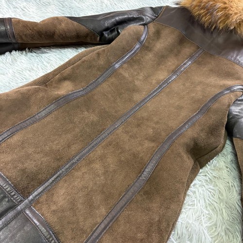 AVIREX B-3 Shearling Coat Real Fur Tanuki Brown Black Sheepskin Jacket  Size S - Picture 19 of 24