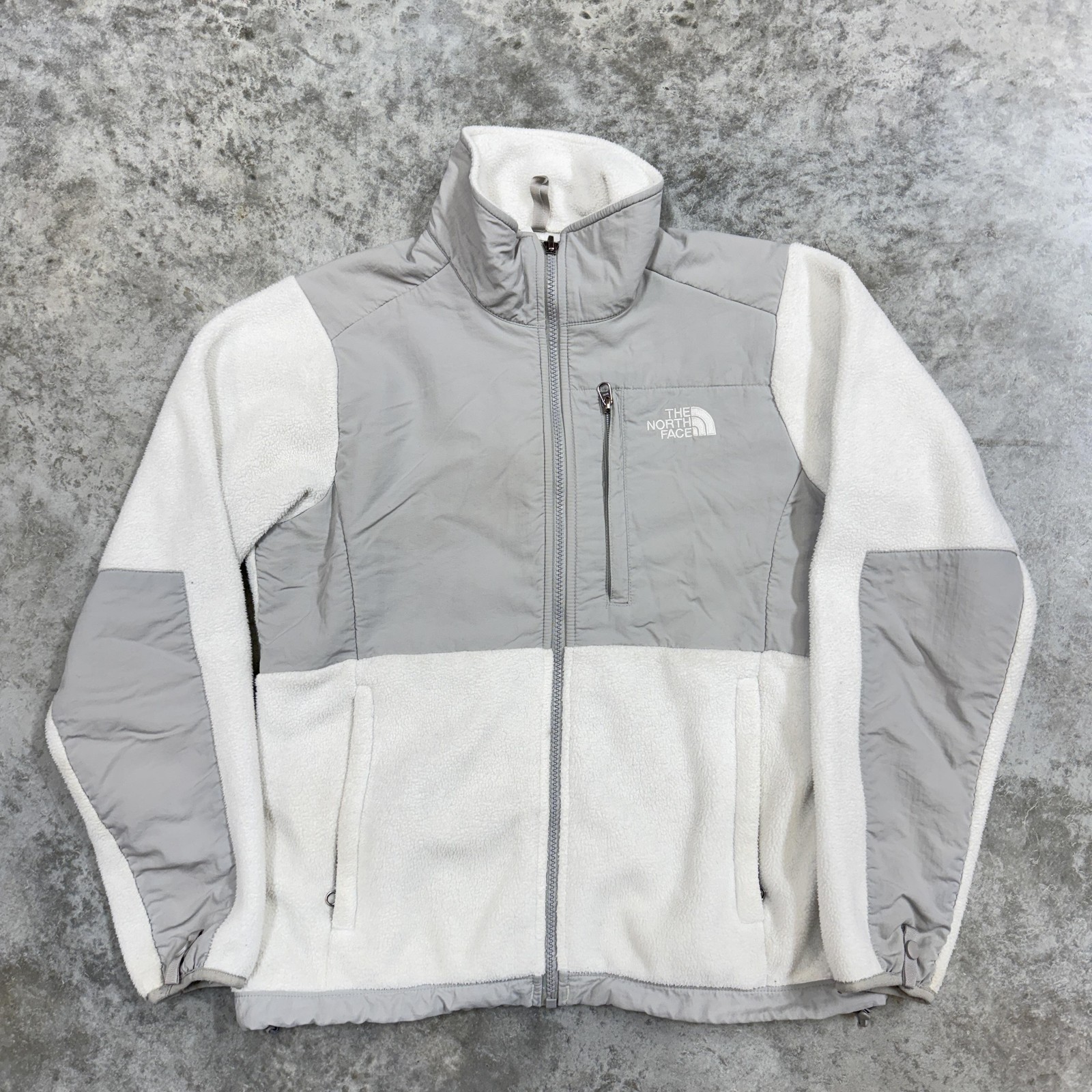 The North Face Jacket Womens Small White Gray Fleece Softshell Full Zip Warm