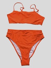 Women's High Wasited Bikini Shoulder Strap 2 Piece High Cut String Swimsuit Sz L