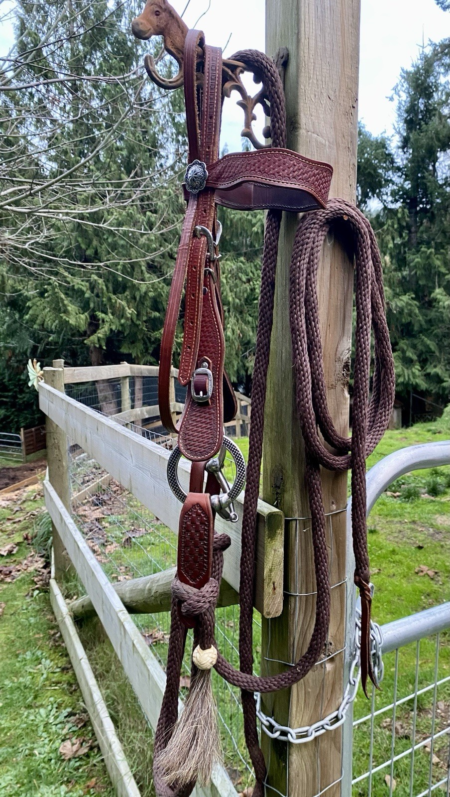 Mecate Snaffle Bit Cowboy Tack Bridle Buckaroo Leather / Champion Turf USA AQHA