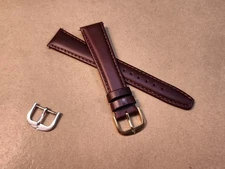 NOS Stuller 20L Brown Padded & Stitched Saddle Leather Watch Band W/2 Buckles