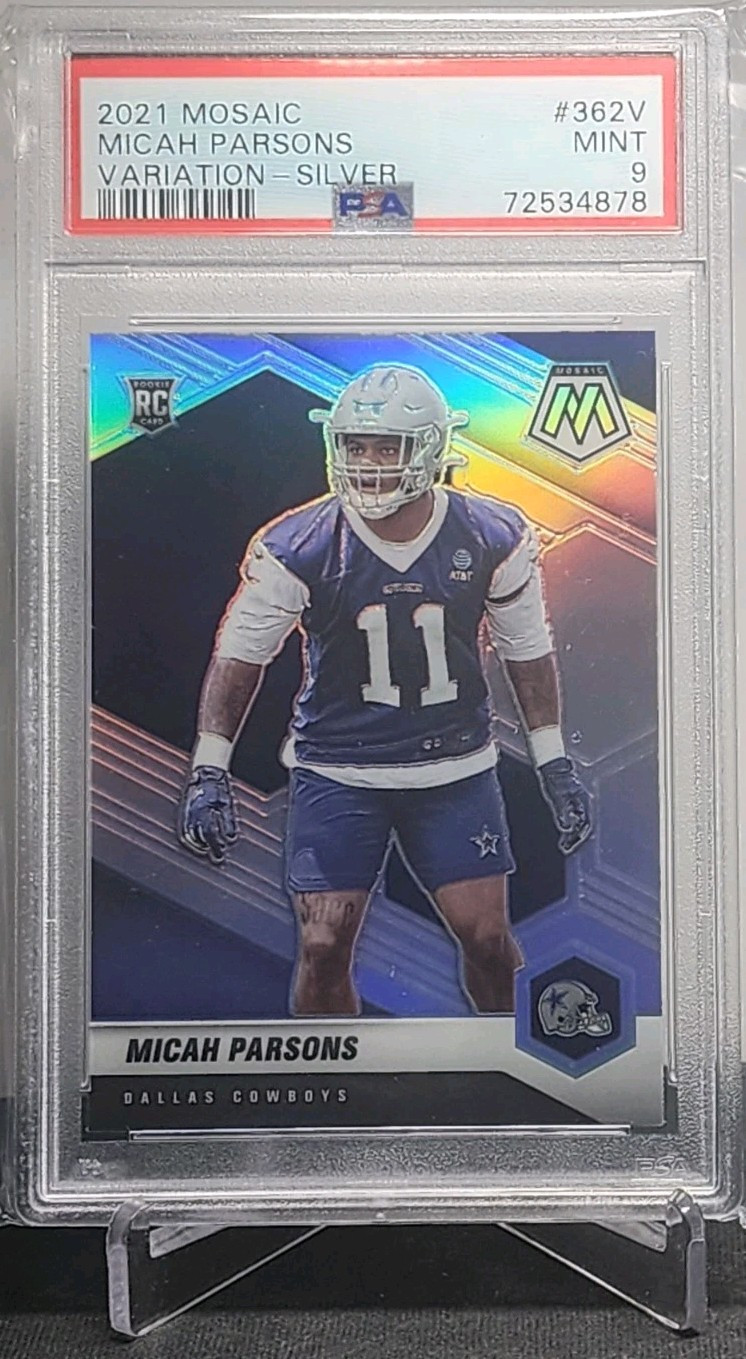2021 Panini Mosaic #362V Micah Parsons Variation-Silver PSA 9