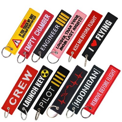 1 PC Aviation Keychain Remove Before Flight Both Sides Embroidery Car Key Acces