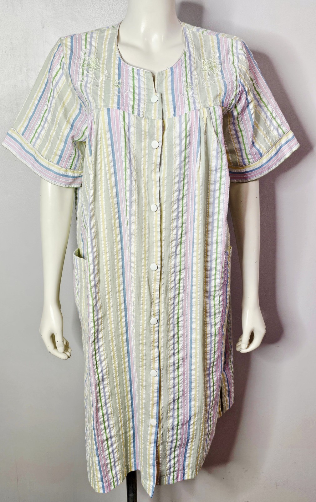 Vintage Pastel Striped Housedress - image 1