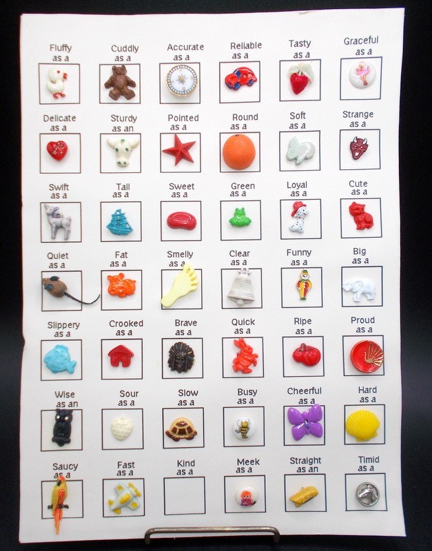 Vintage Realistic Goofie Buttons Collectors Card Glass Plastic JHB Metals 41 pcs