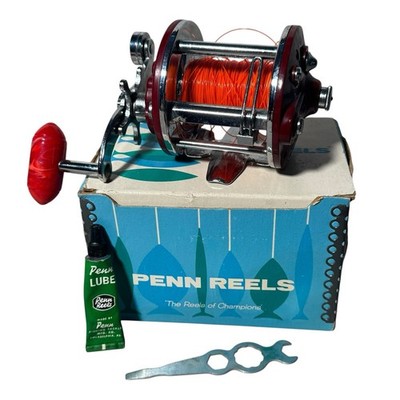 Vintage Penn Peerless No. 9 Fishing Reel Made in USA With Red Handle